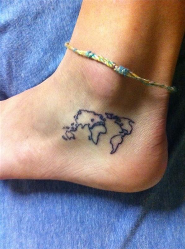 tatouage jointure obtenir la carte du monde gravée sur votre cheville