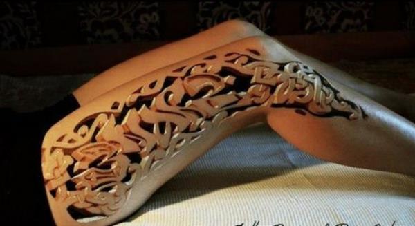 motywy tatuażu fajne tatuaże 3d noga