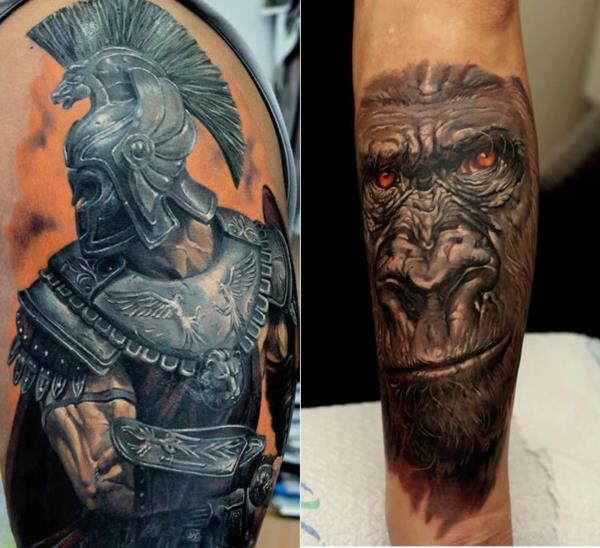 Idées de tatouage sur le bras et l'avant-bras motif guerrier