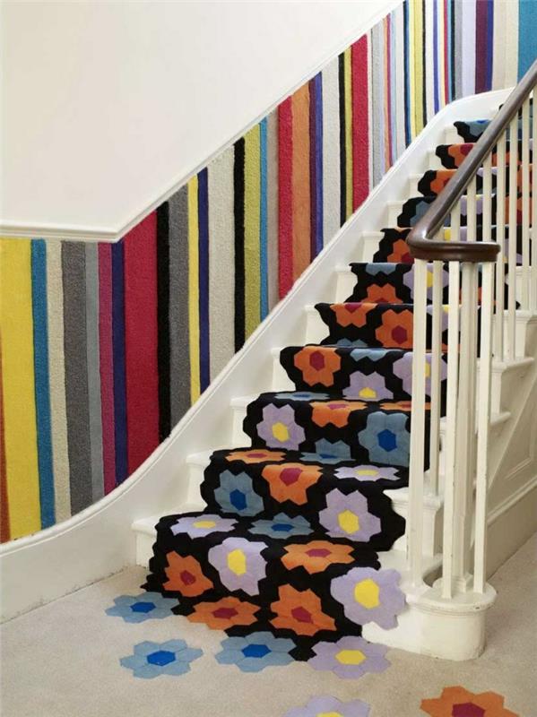 tapis pour escaliers motif inhabituel beau design de mur