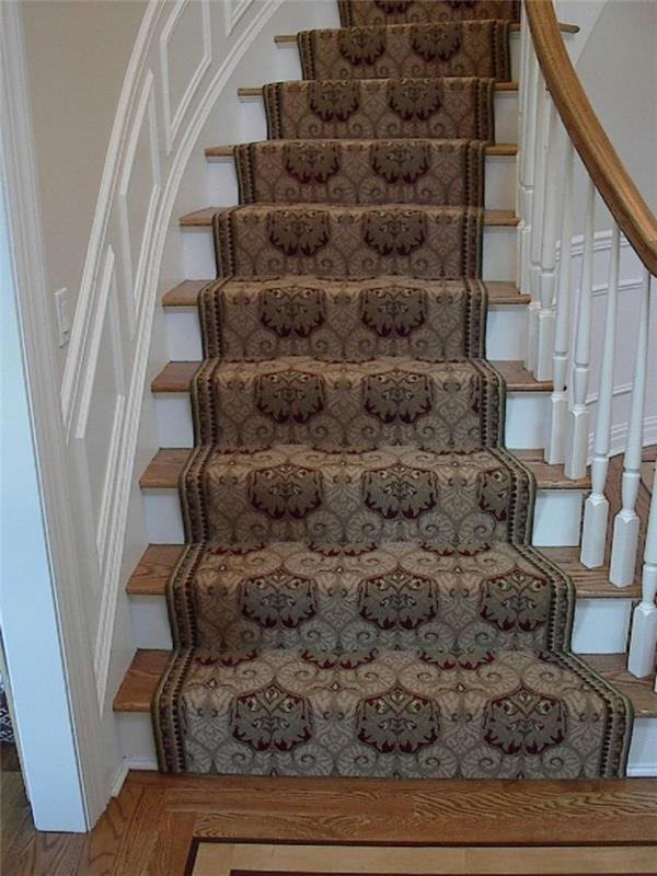 tapis pour escaliers élégant motif blanc mur couleur