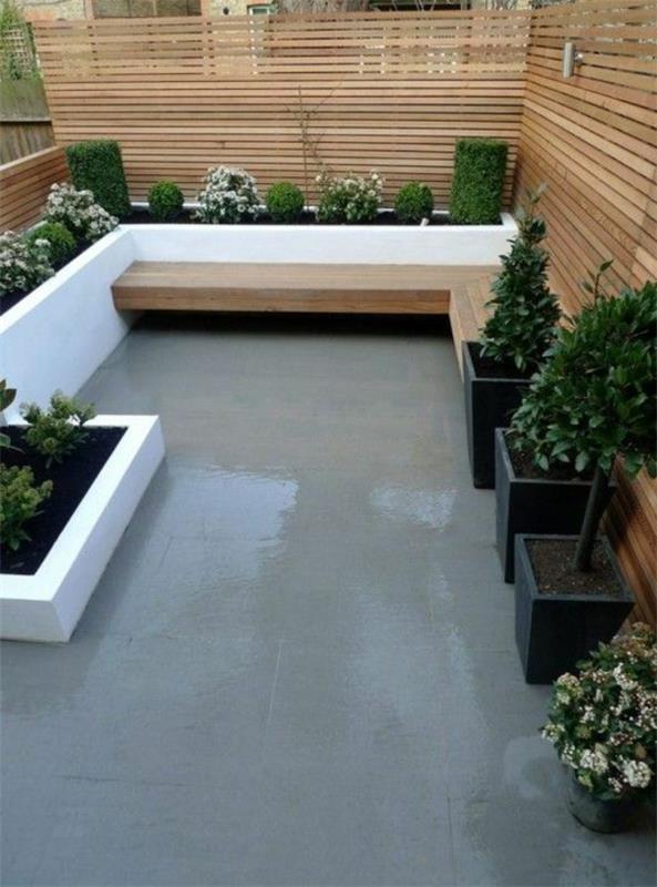 terrasse béton carrelage bois mobilier d'extérieur