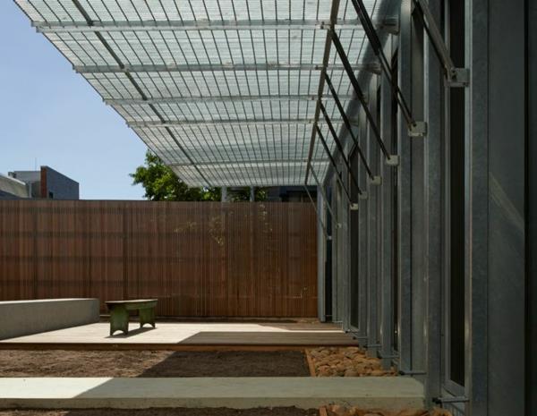Toiture de terrasse pergola salon de jardin en métal paravent de terrasse en bambou