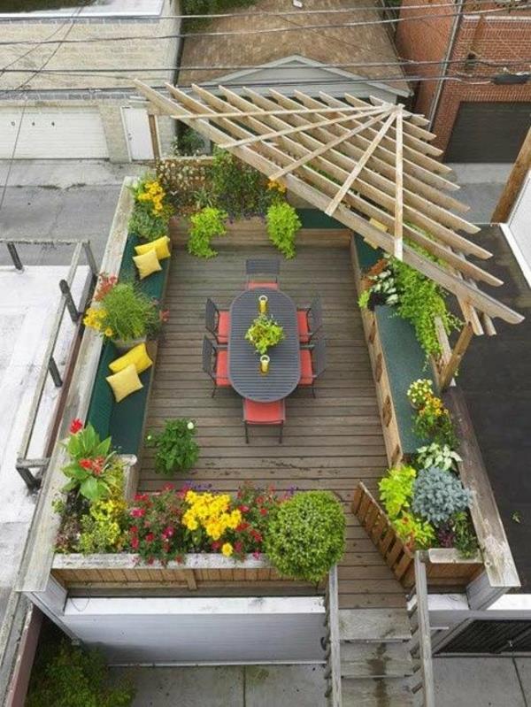 idées de conception de terrasse patio pergola toit coins salon