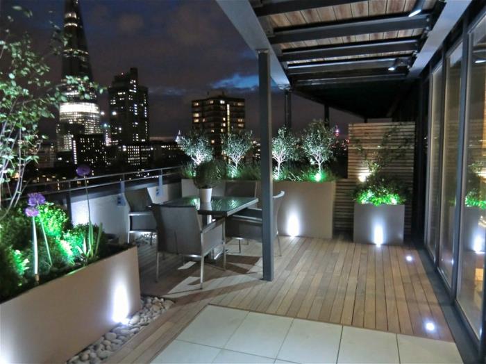 conception de terrasse meubles d'extérieur modernes plantes d'éclairage