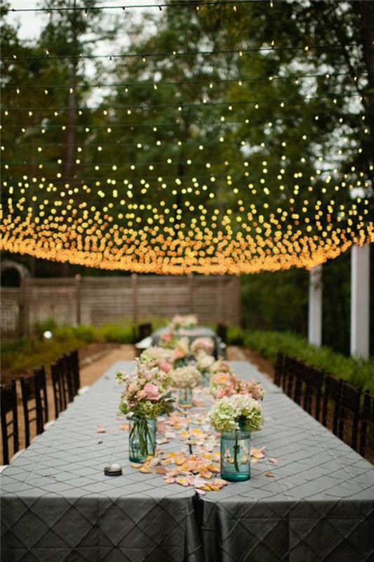 dekoracja stołu przyjęcie ogrodowe pomysły na dekoracje ogrodowe party oświetlenie ogrodowe