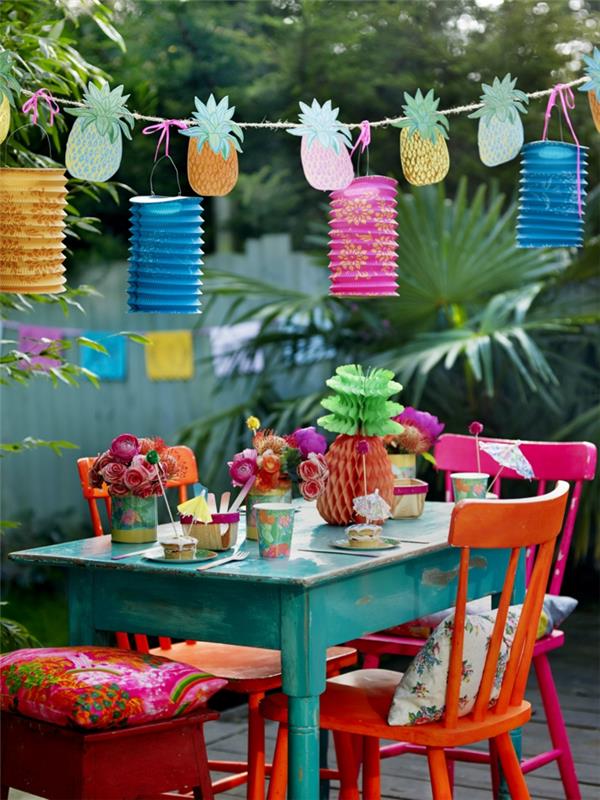 dekoracja stołu przyjęcie w ogrodzie kreatywne pomysły kolorowe pomysły na ogród