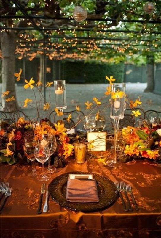 dekoracje stołu ślub wziąć ślub jesienią ślub w październikowym żółtym