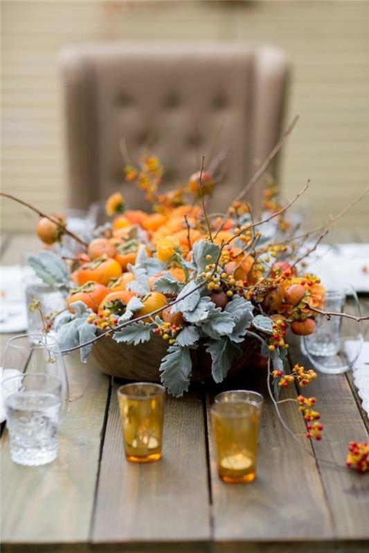 dekoracje stołu ślub ślub jesienią ślub w październiku owoce kakhi