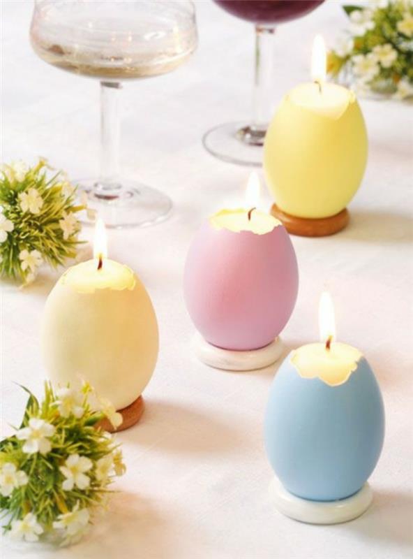 dekoracja stołu wielkanoc pomysły na dekorację stołu wielkanocnego diy świece nalej sobie pastelowe kolory