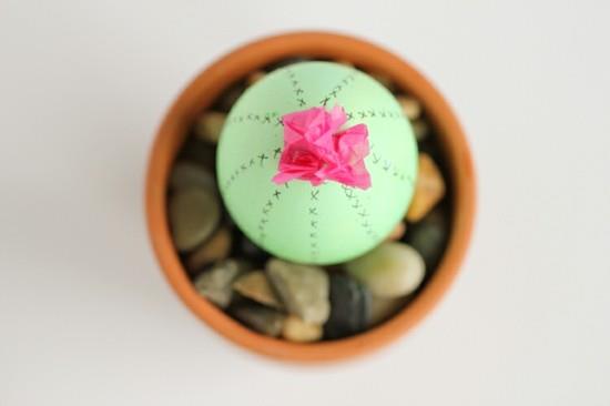 décoration de table faites vous-même des cactus à partir d'œufs de pâques