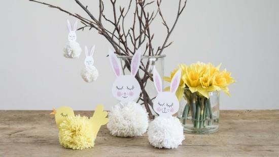 décoration de table vous-même faites des poussins de lapin de pâques
