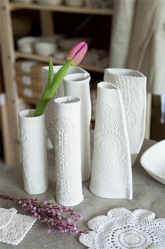 faire soi-même des décorations de table vase avec bricoleur de dentelle