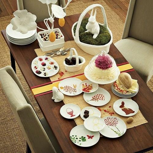 décoration de table pour pâques assiette à motifs lapin de pâques blanc porcelaine