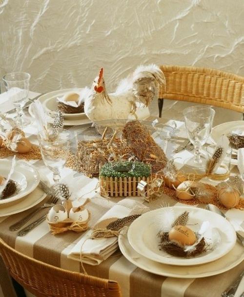 décorations de table pour pâques oeufs de coq de pâques plume