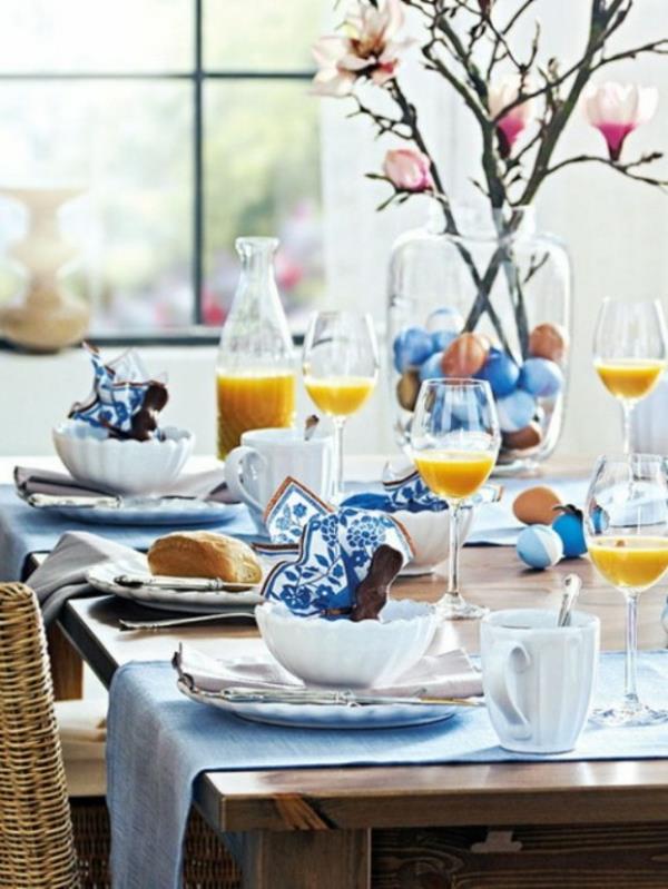 décoration de table pâques pâques bleu idée faites vous-même un déjeuner festif