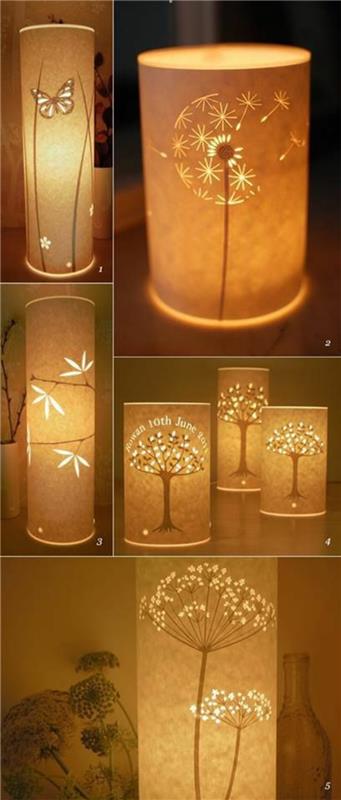 lampy stołowe papierowe światła różne figury