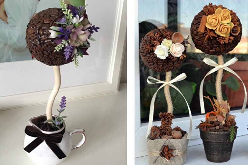 Идеи за топиари за кафе - дърво с цветя