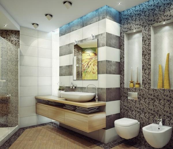 carreaux de mosaïque à rayures larges pour salle de bain de rêve