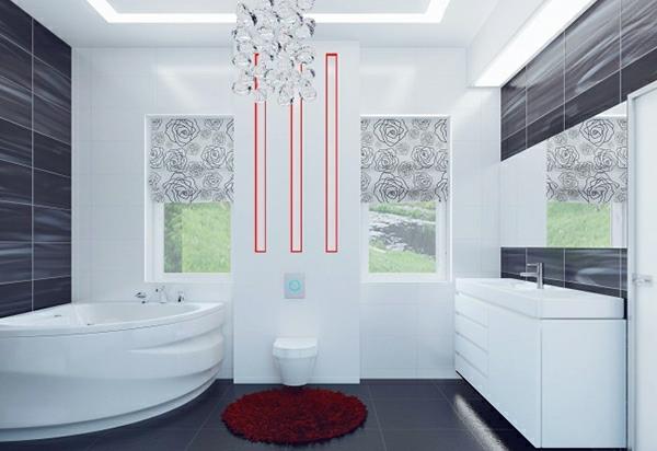 stores de fenêtre de salle de bain de rêve roses en filigrane