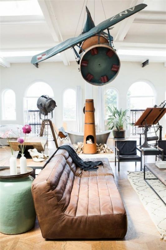 wymarzone domy Amsterdam Loft salon skórzana sofa
