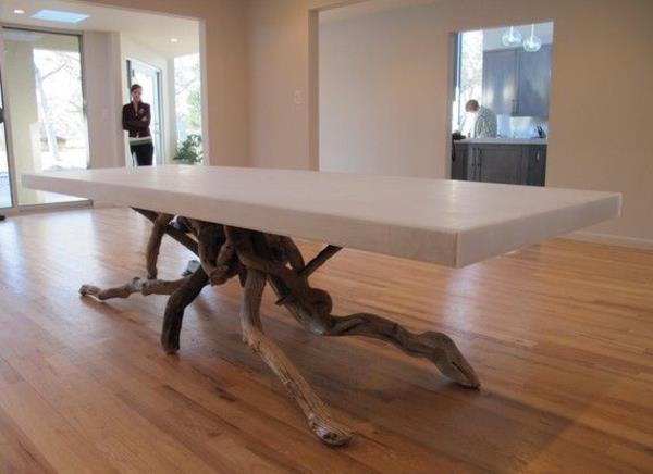 table basse en bois flotté blanc construire pvc