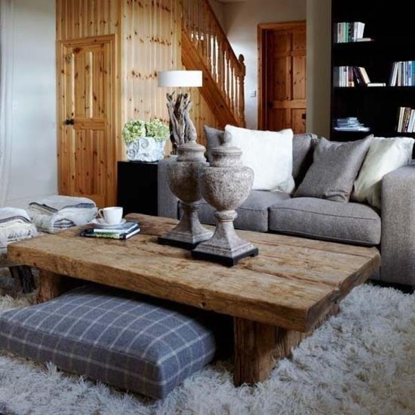 table de salon elle-même table en bois flotté tapis
