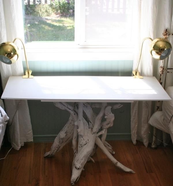 fabriquer soi-même une table de salon en bois flotté blanc brillant