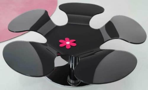 modny osobliwy stolik kawowy w kształcie kwiatu czarny