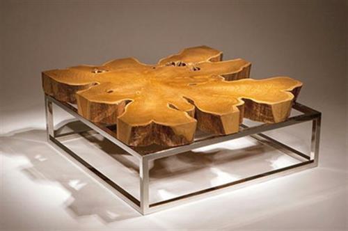 modne osobliwe nóżki do stolika kawowego z litego drewna metalowa rama