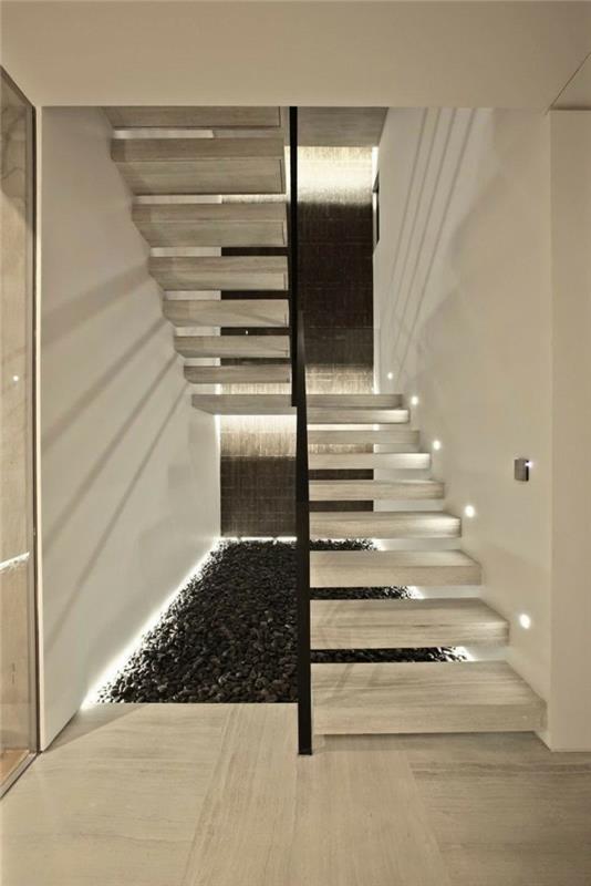 idées d'éclairage d'escalier éclairage d'escalier intérieur moderne design d'intérieur pierres décoratives