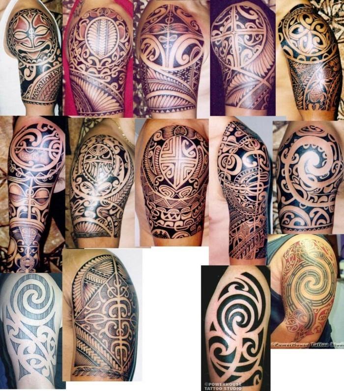 motifs tribaux tatouage maori haut du bras hommes
