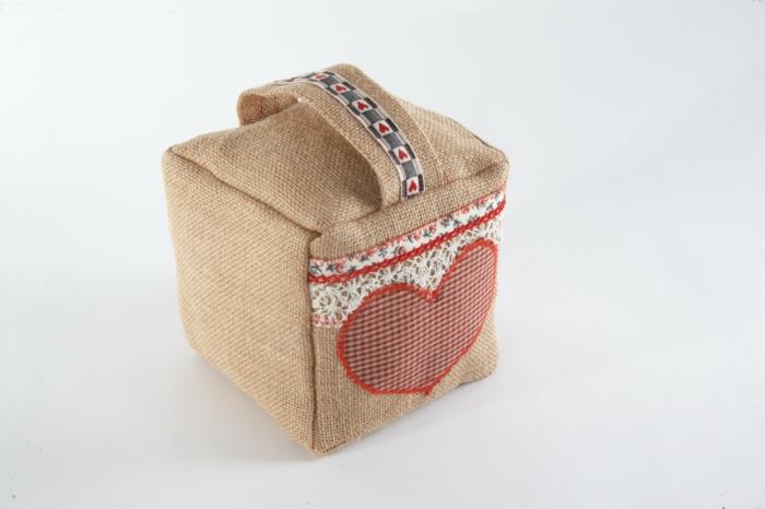 Butoir de porte à coudre butoir de porte en acier inoxydable sac tampon coeur tissu de jute