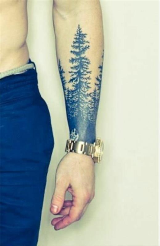 avant-bras tatouage homme motifs arbres