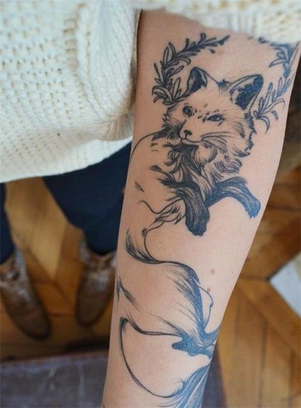 modèles de tatouage d'avant-bras renard