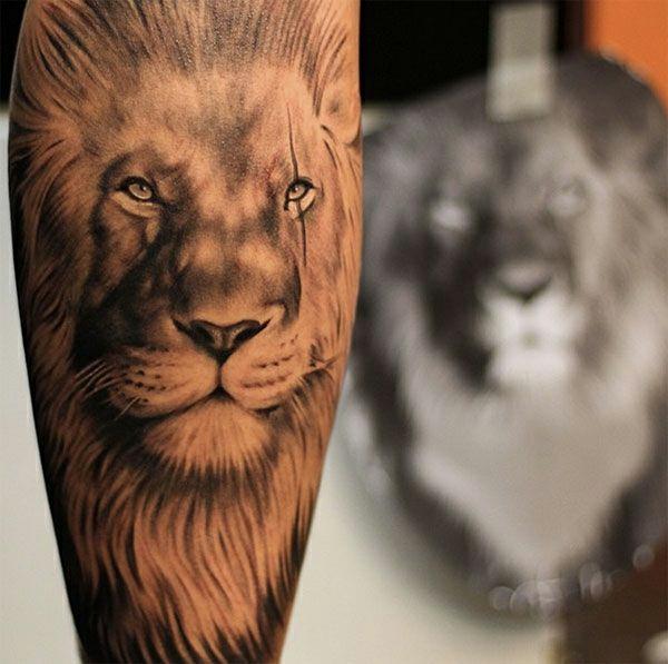 szablony tatuażu przedramienia lion power