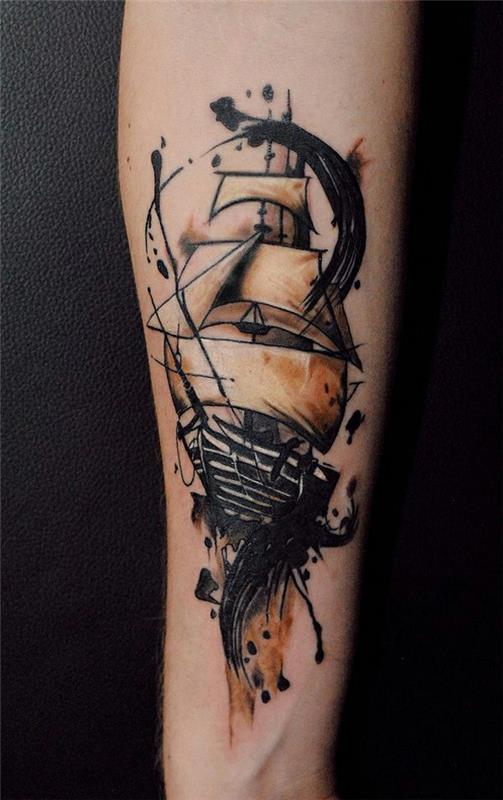 Szablony pomysłów na tatuaż na ramię i przedramię statek statek