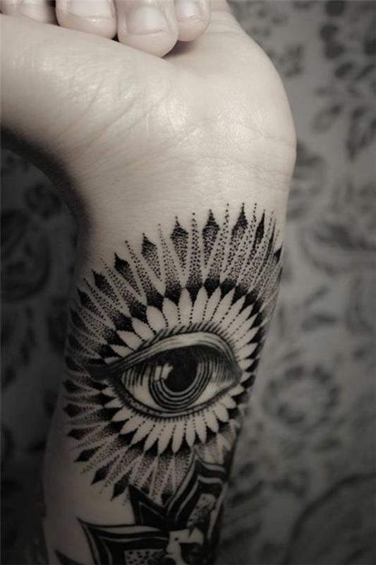 szablony tatuażu przedramienia widzą oczy