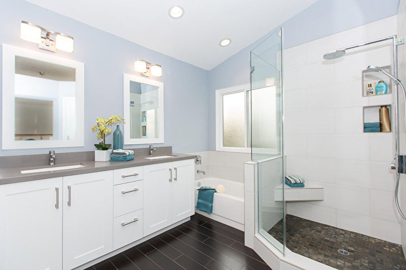 Blaues Badezimmer im zeitgenössischen Stil - Innenarchitektur