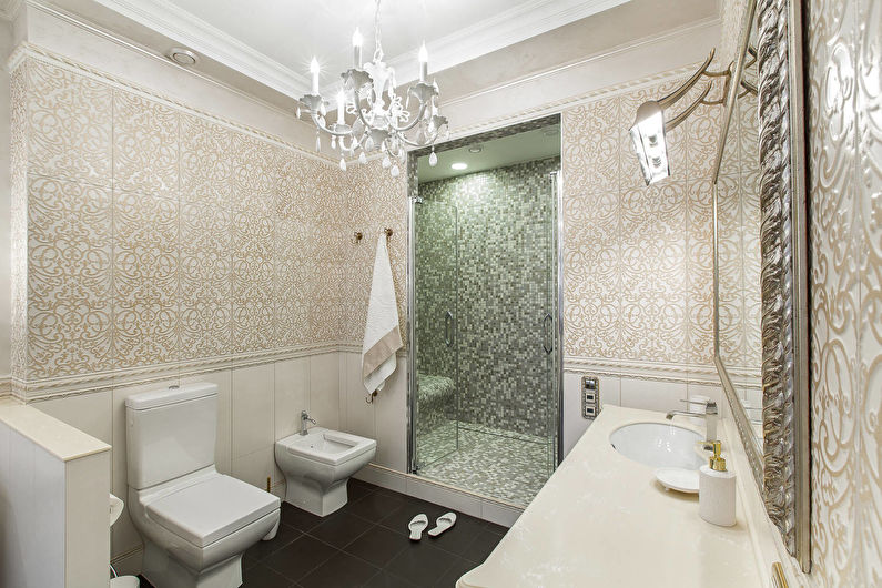 Бежова класическа баня - интериорен дизайн