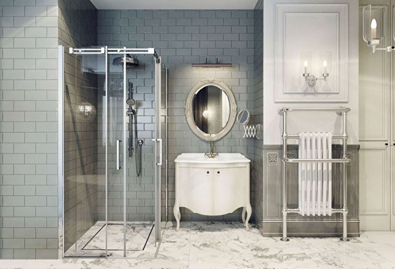 Сива баня в класически стил - Интериорен дизайн