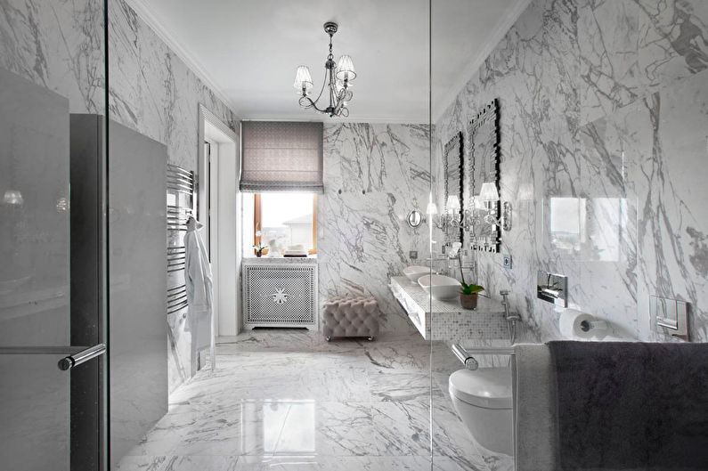 Сива баня в класически стил - Интериорен дизайн