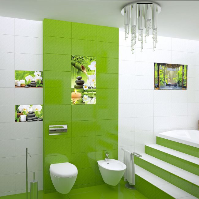 اللون الأخضر في داخل الحمام
