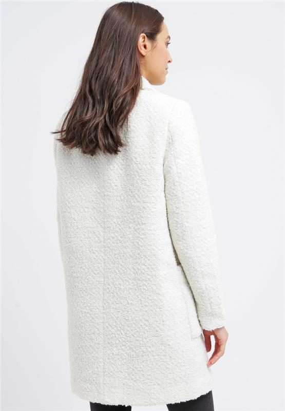 vero moda klasyczny damski płaszcz zimowy biały