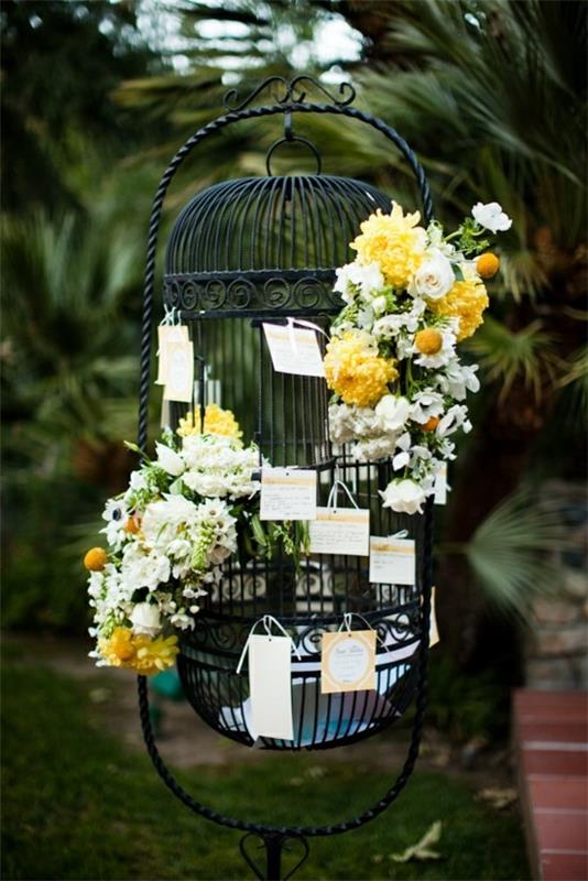 dekoracja klatki dla ptaków dekoracje ślubne kartki z życzeniami