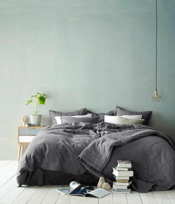 idées de mur de chambre à coucher mur design vert clair frais doux
