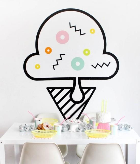 idées de décoration murale autocollants muraux de crème glacée de fête