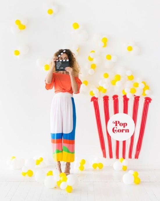 idées de décoration murale fête pop corn