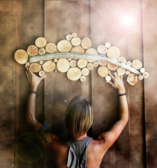 faites vous-même la décoration murale des disques en bois naturel abstrait
