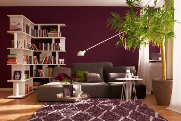 kolor ściany jagoda piękny żywy trend kolory salon nowoczesny projekt ściany salon